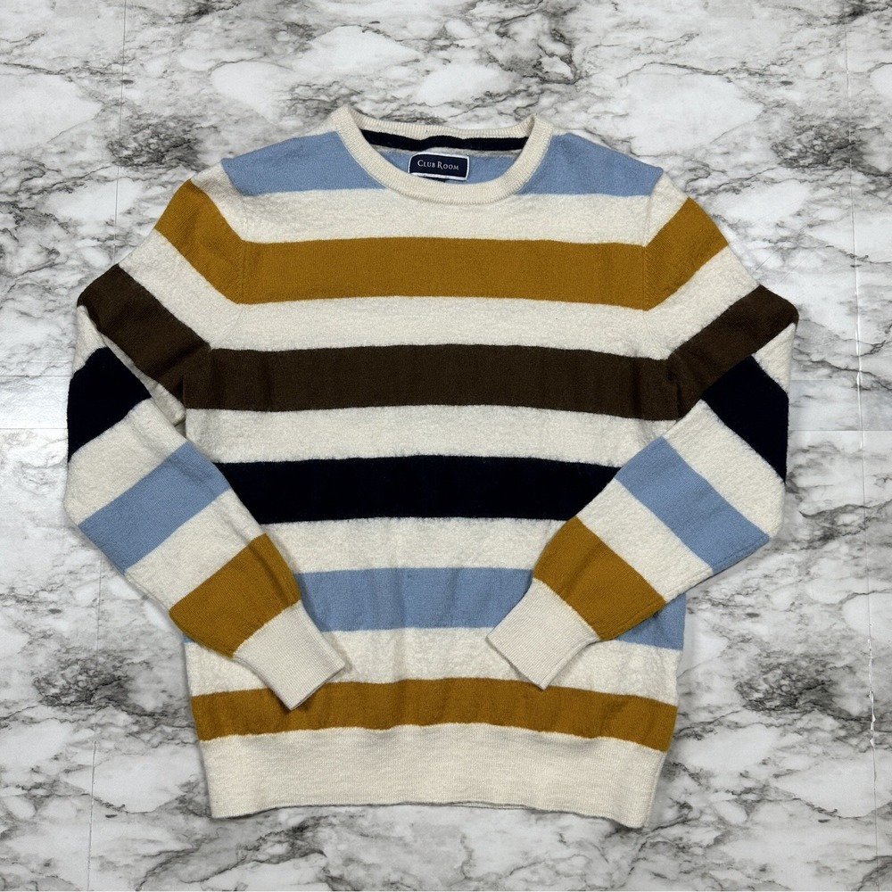 Club Room Sweater Womens Merino‎ Wool Blend Size M Multicolor Striped Pullover